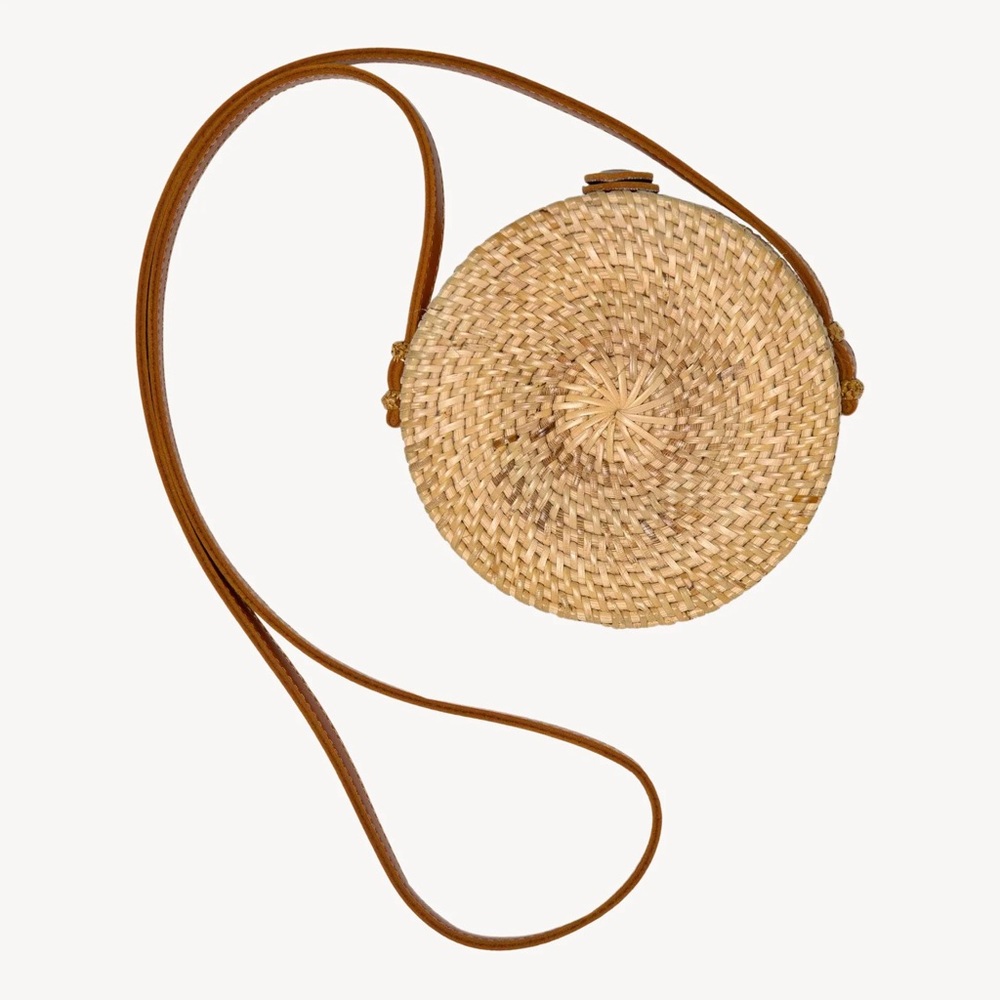 Round Woven Bali crossbody bag 5” diameter